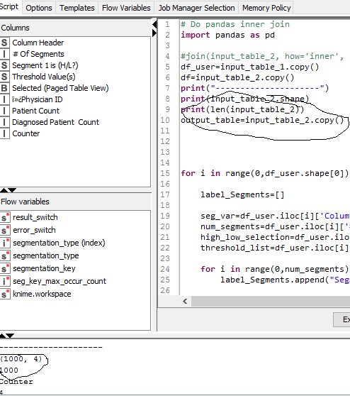 Python Script Node Getting in all the Data in Data Frame