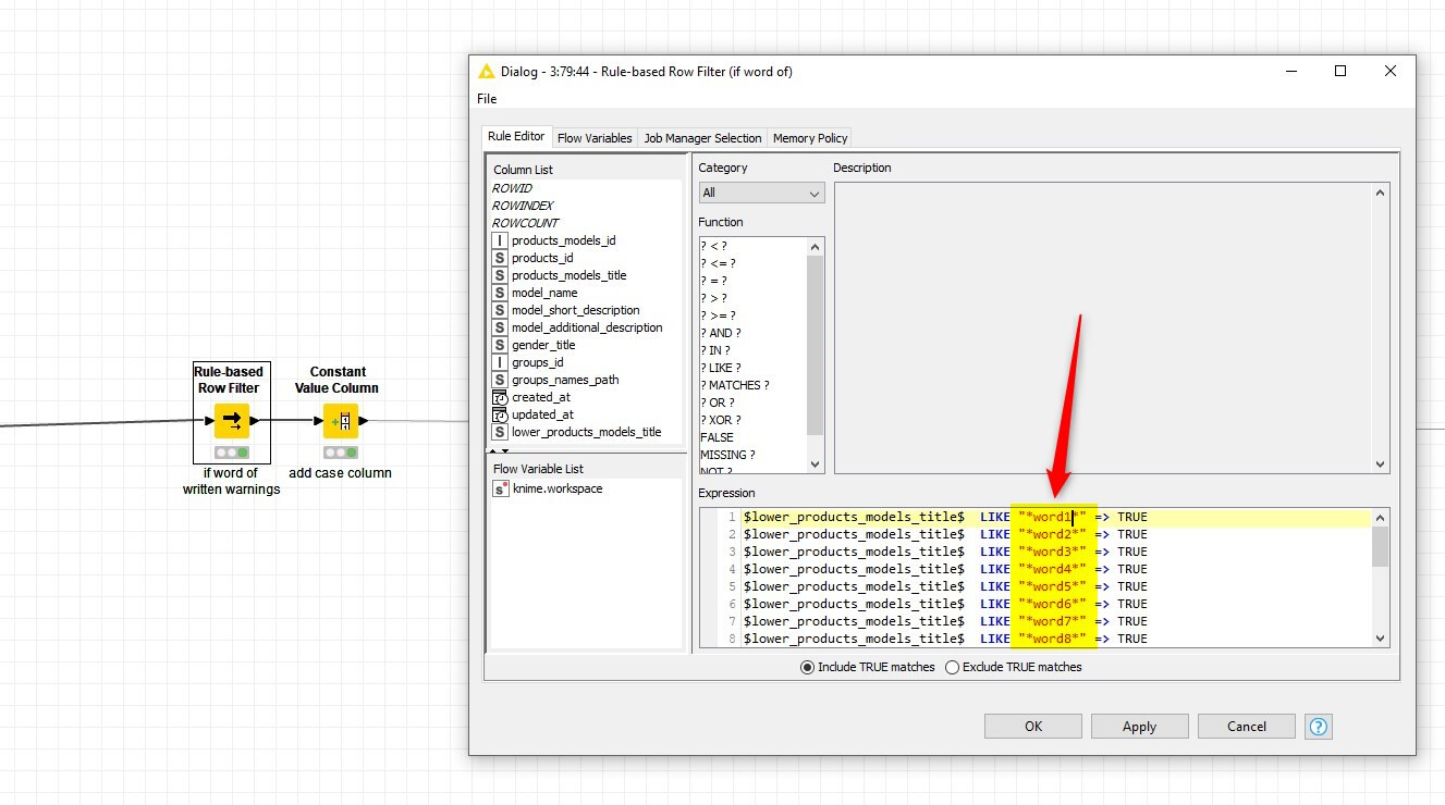 Rule-based Row Filter via list - KNIME Analytics Platform - KNIME 