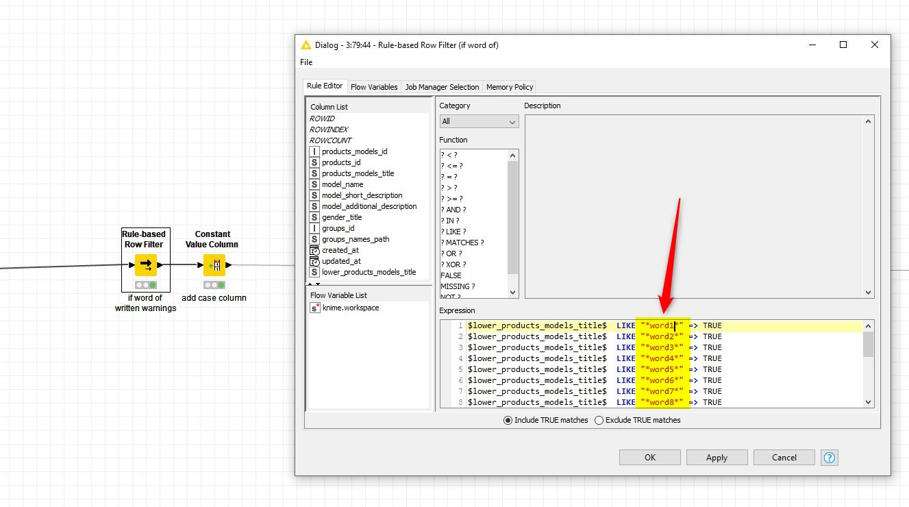 Rule-based Row Filter via list - KNIME Analytics Platform - KNIME Community  Forum