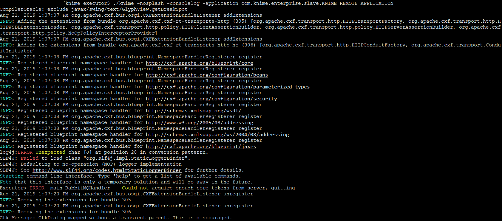 KNIME Server Error : RabbitMQHandler could not acquire KNIME Server Error : RabbitMQHandler could not acquire