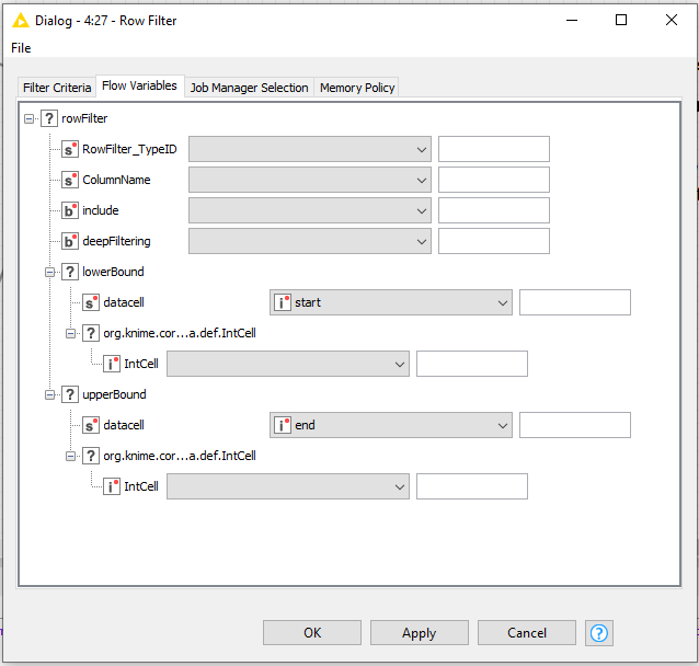 Filtering to a range of integers with a row filter KNIME