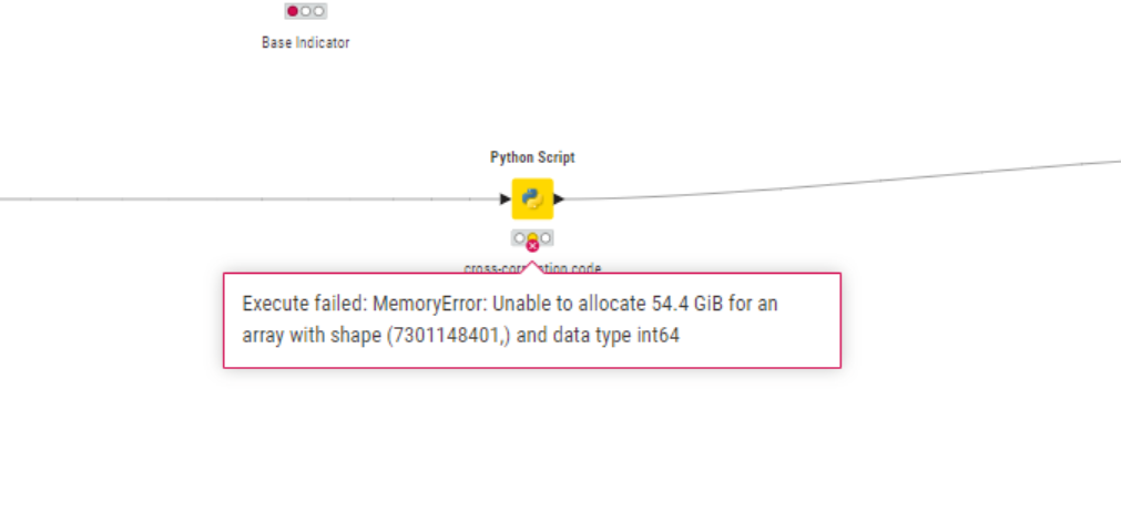 Execute failed: MemoryError: Unable to allocate 54.4 GiB for an 