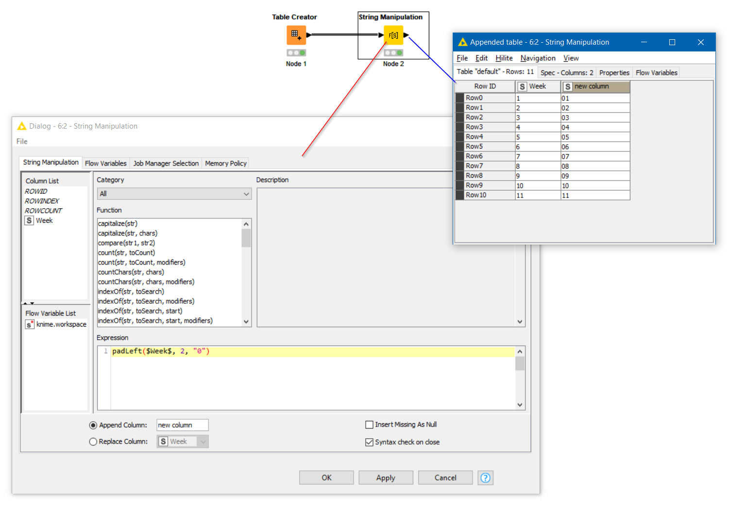 Add 0 in front of string including numbers only 1 -9 - KNIME
