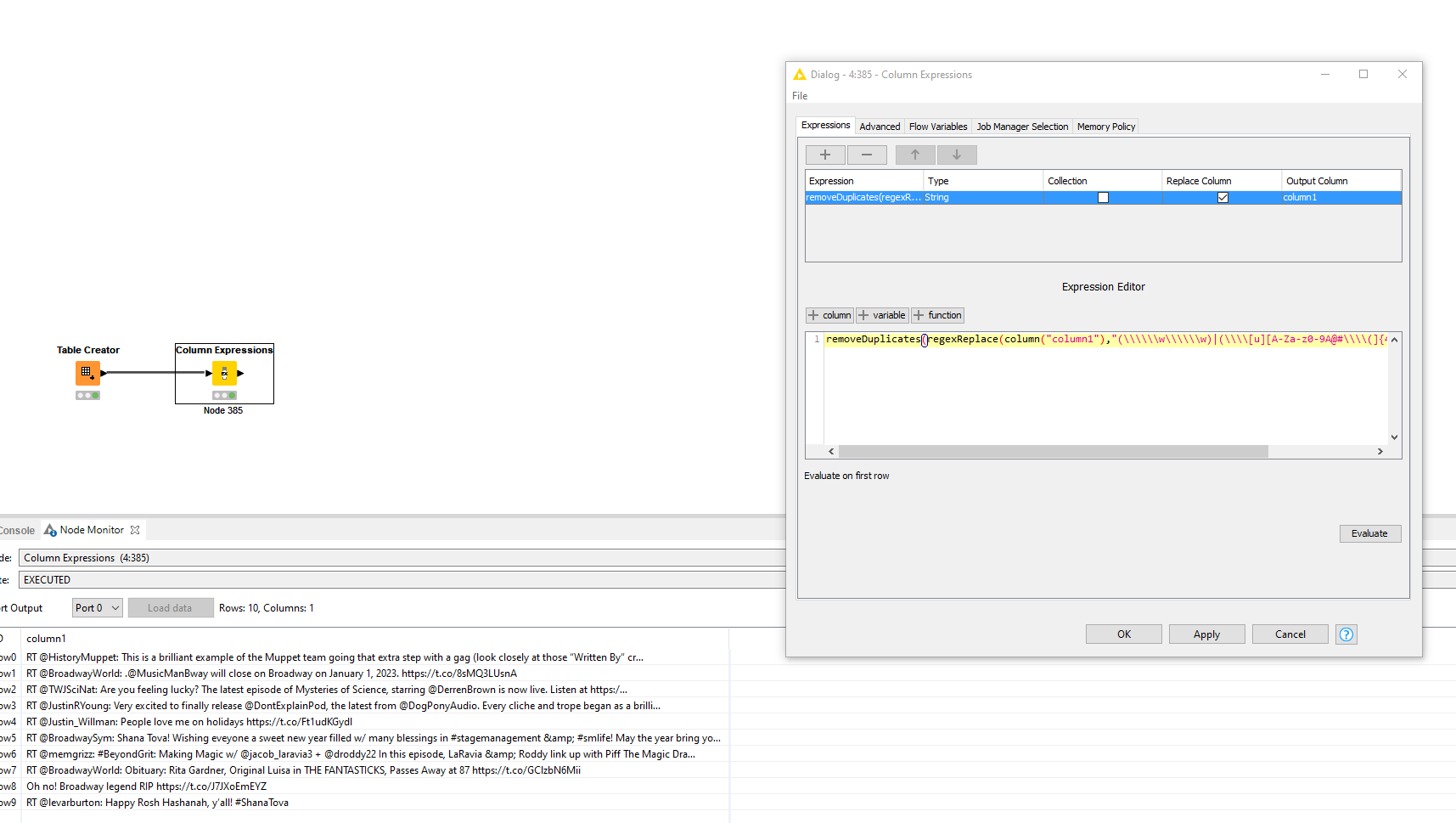 Remove all backslash-starting substrings - KNIME Analytics