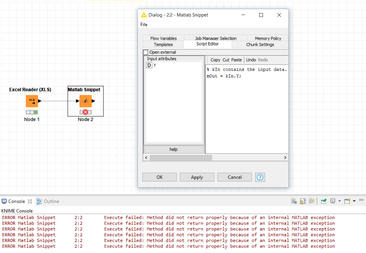 Matlab Snippet Not Working Need Help Knime Analytics Platform