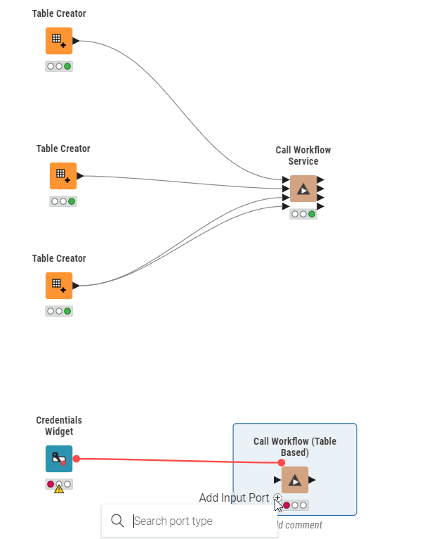 Call Workflow (Table Based) - additional table input ports