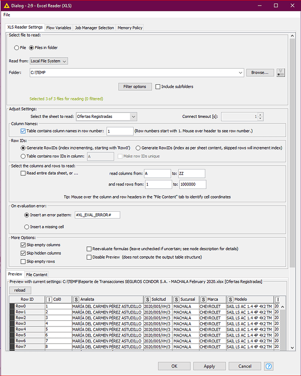 Excel Reader Multiple Files Fails - KNIME Analytics Platform - KNIME Forum