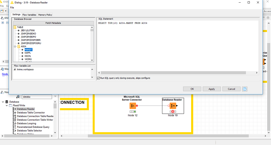 Database Reader Node failure - KNIME Analytics Platform - KNIME Forum ...