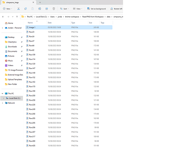 Folder with images