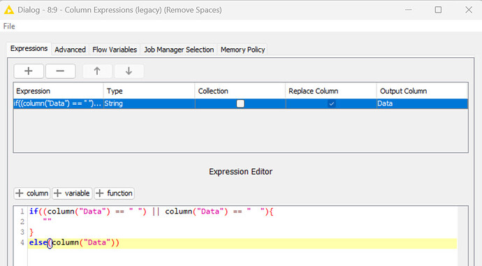 column expressions