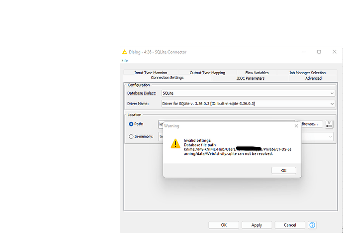 KNIME_SQLDB_Issues