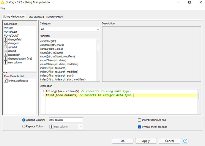 Converting long to integer - KNIME Analytics Platform - KNIME Community ...