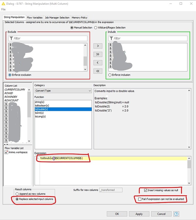 Column Expression to convert string to double if the cell is a double ...