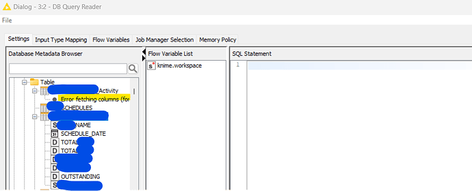 Knime DB Connection Querry