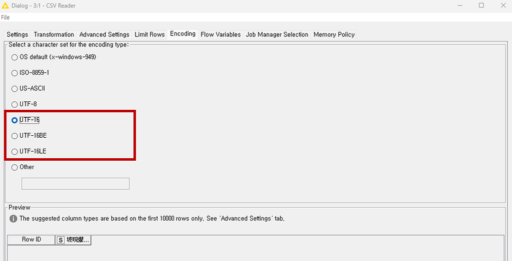 KNIME freezes when setting CSV Reader Encoding - KNIME Analytics ...