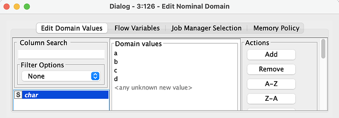 Edit Nominal Domain to reorder values A-Z