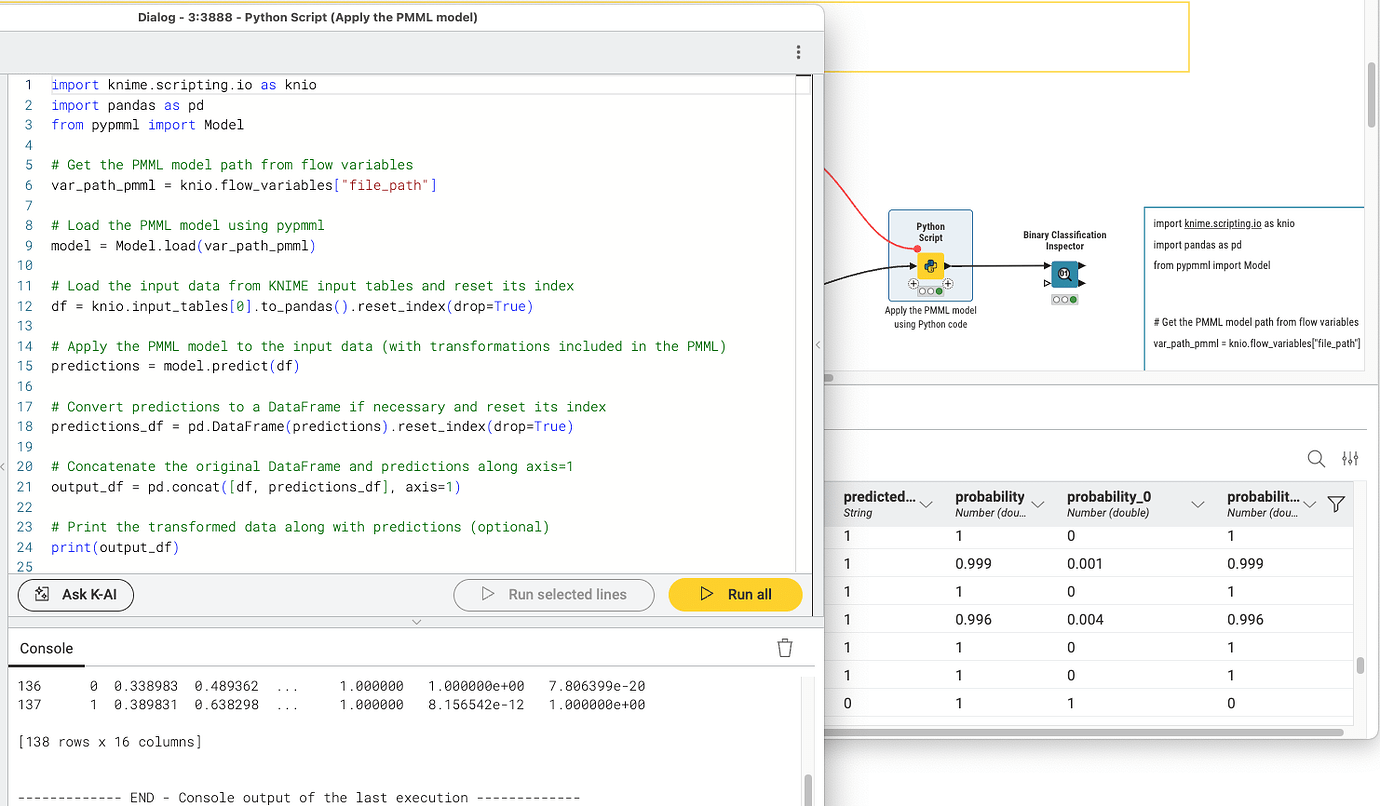 PMML export usage at Python enviroment - KNIME Analytics Platform ...