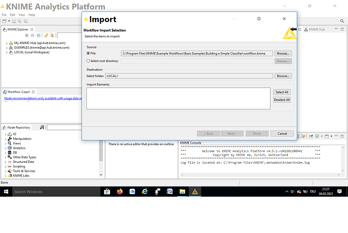 Opening knime file