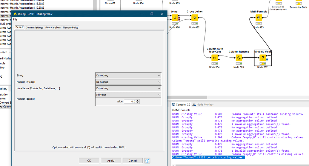 Missing Value Node Problem - KNIME Analytics Platform - KNIME Forum Archive