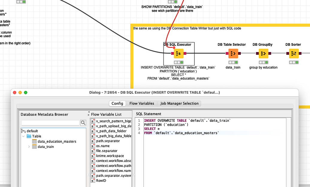 How to insert data into hive table with partition KNIME Analytics