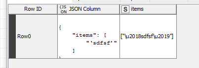 JSON example output