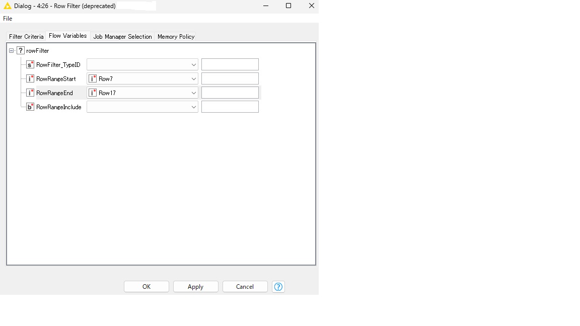 How to update row filter setting from old node for filtering by ...