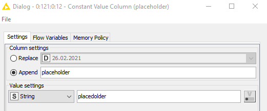 constant value column node