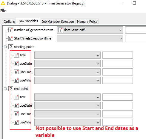 passing dates variable to time generator - KNIME Analytics Platform ...