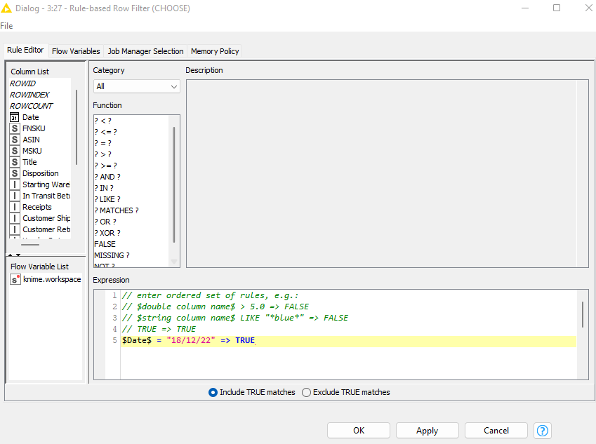 Setting Date In The Rule Based Row Filter To Today s Date Minus X Days 