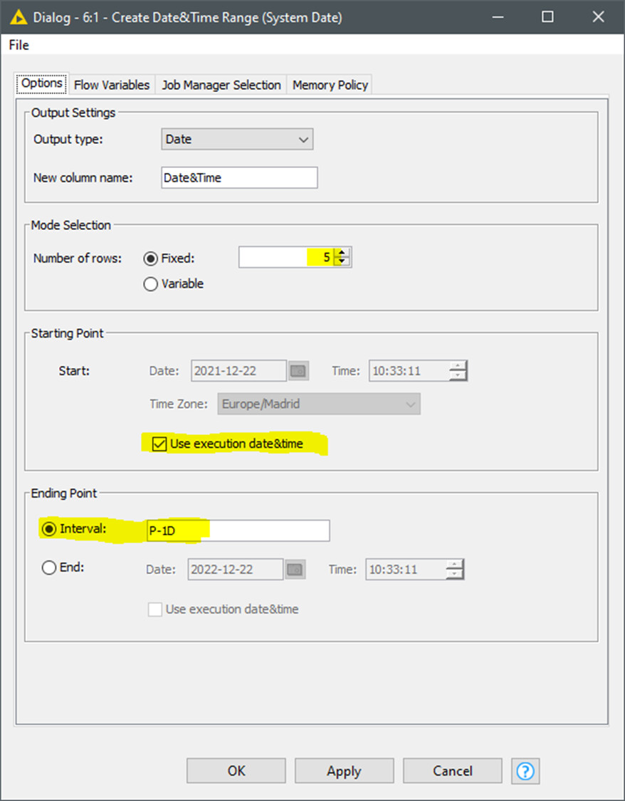 Setting Date In The Rule Based Row Filter To Today s Date Minus X Days 