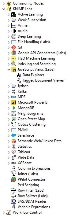 Nodes in KNIME Labs