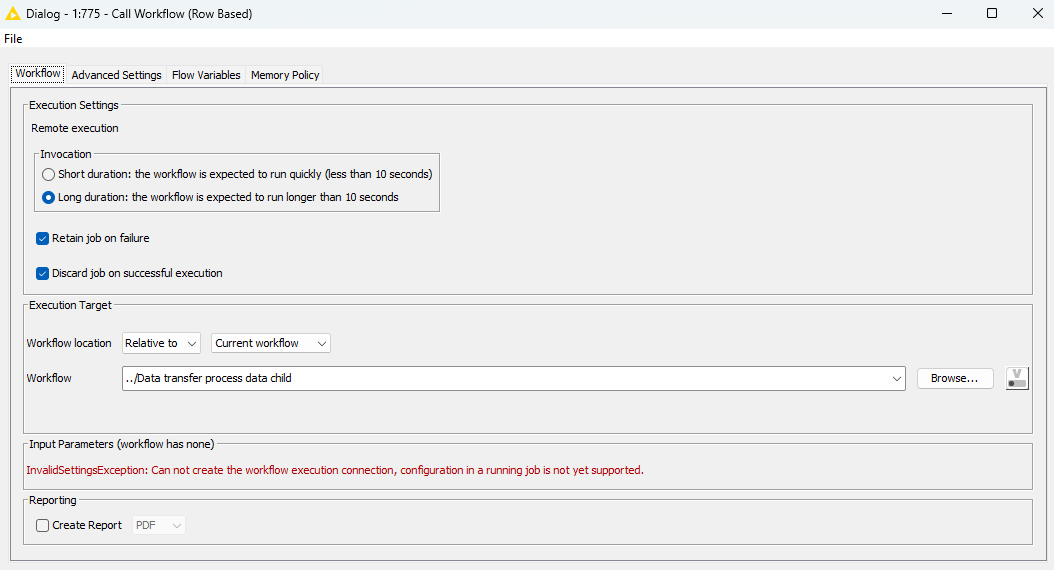 Call Workflow Row based could not index worklows KNIME Server