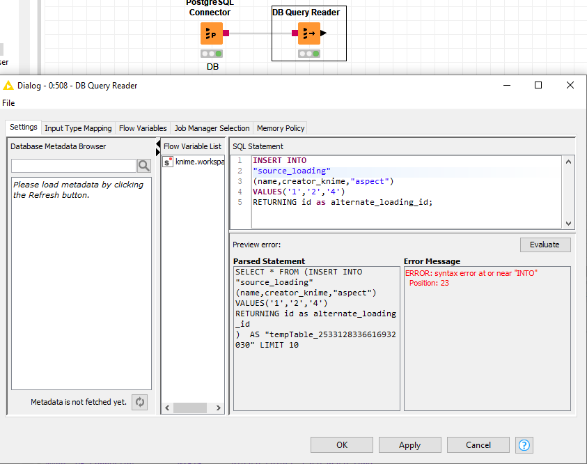 insert db query in netbeans 8.2