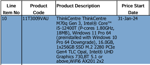 data table