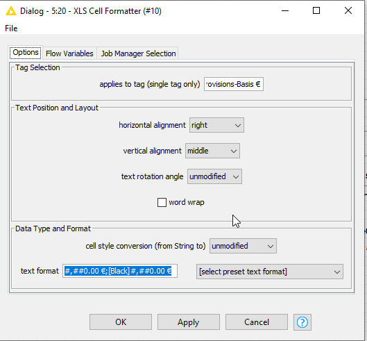 XLS Cell Formatter-Provisions-Basis